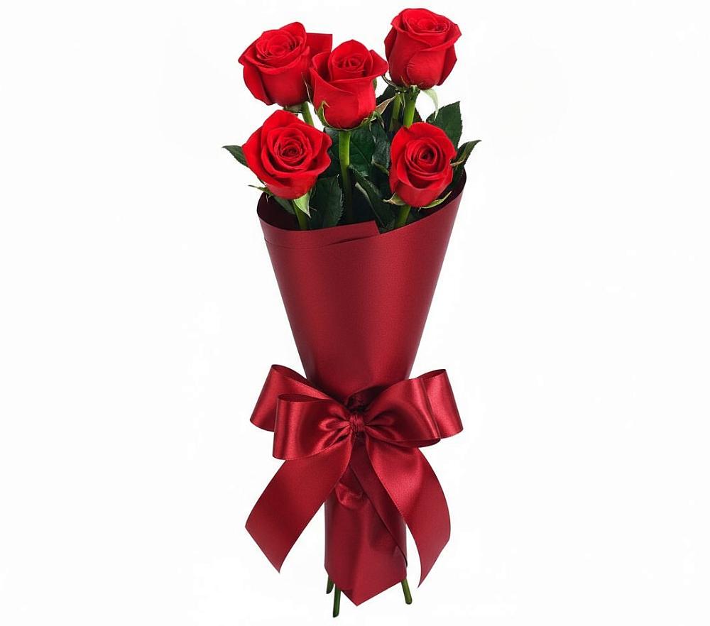 Букет 5 Красных роз Эдлесс Лав в Пришибе