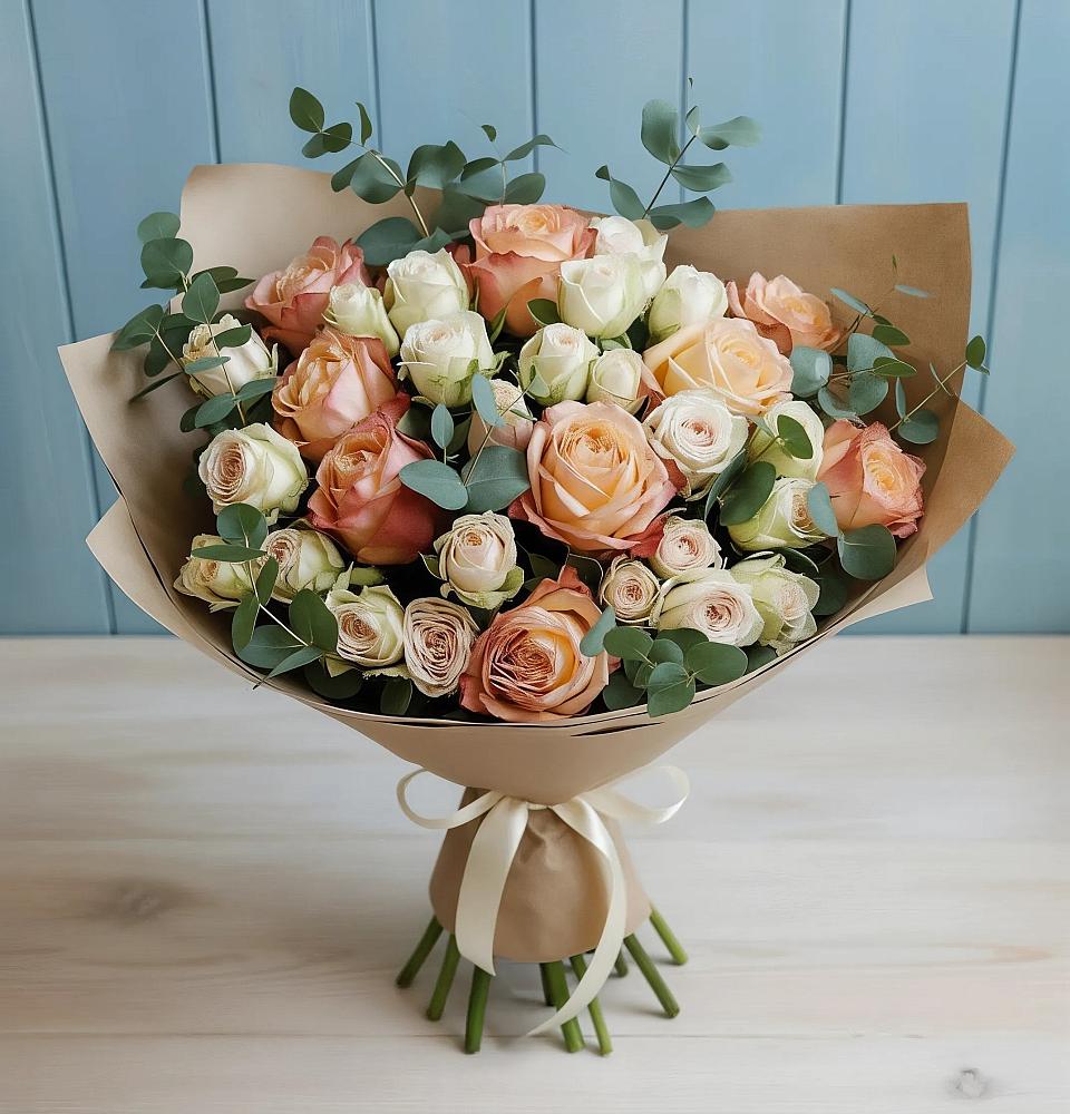 Букет цветов из: Альстромерии и Розы в Пришибе