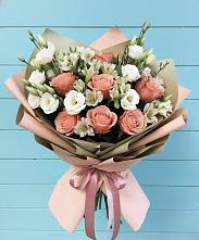 Букет цветов из:  Розы, Альстромерии и Лизиантусы в Пришибе