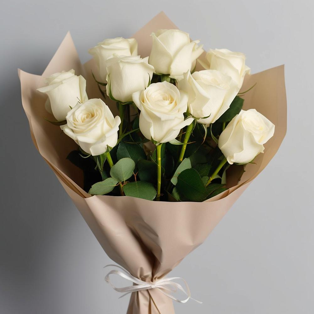 Букет 9 Белых роз Эдлесс Лав в Пришибе