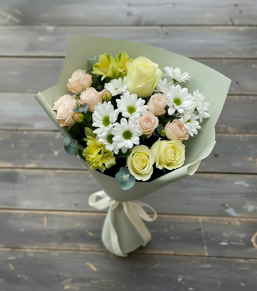 Букет цветов из: Альстромерии, Розы и Хризантемы в Пришибе
