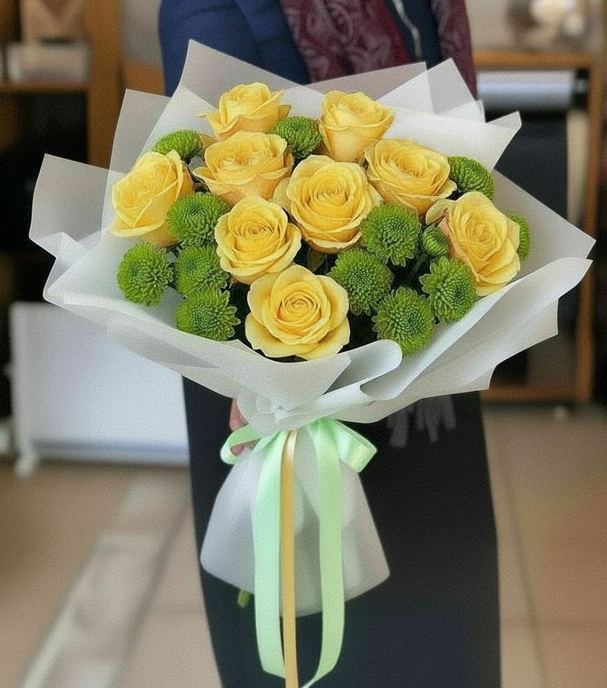 Букет цветов из: Хризантемы и Розы в Пришибе