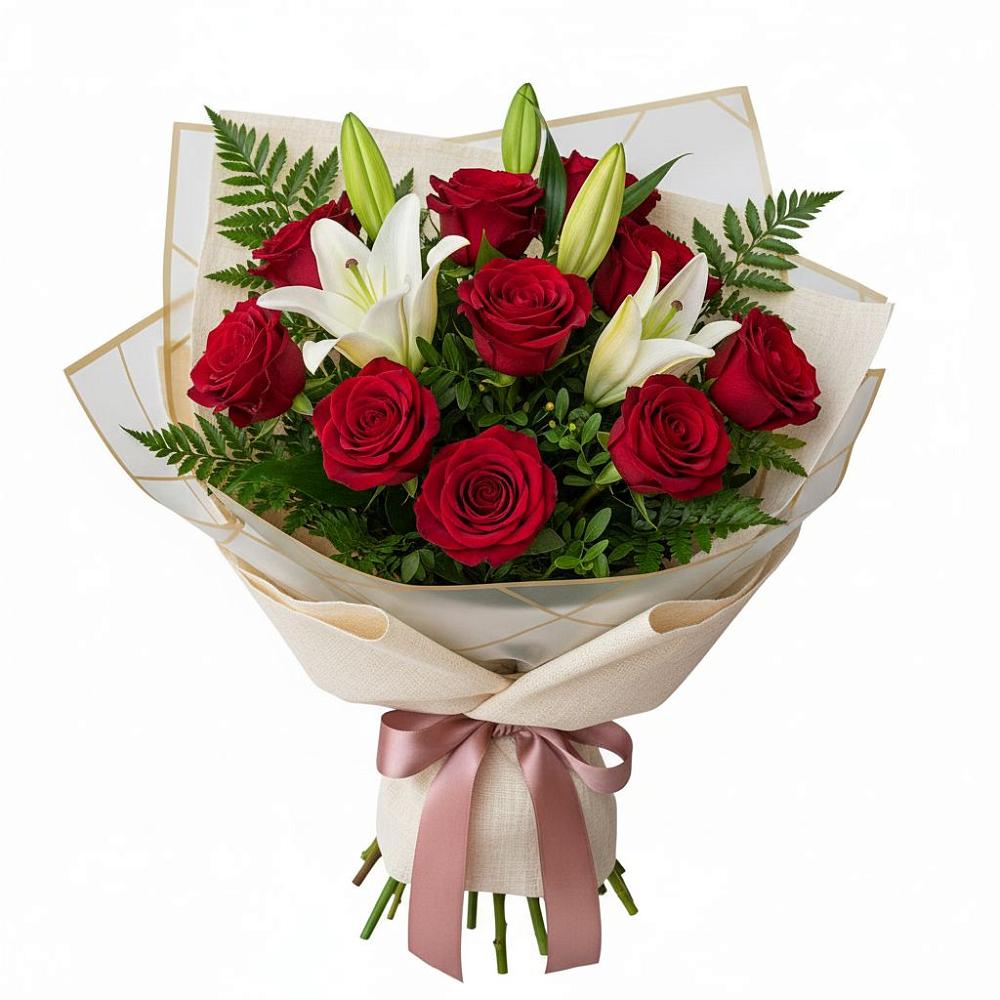 Букет цветов из: Лилии и Розы в Пришибе