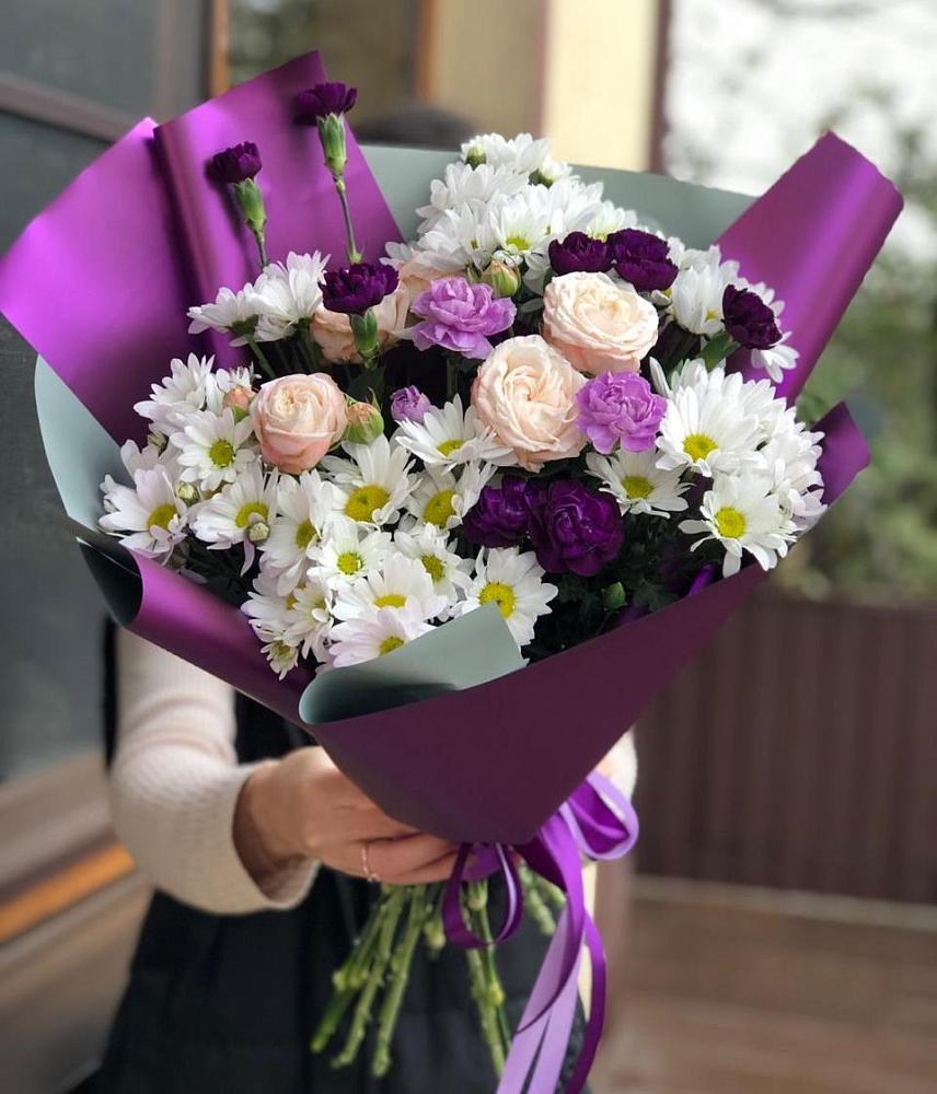 Букет цветов из: Хризантемы, Гвоздики и Розы в Пришибе