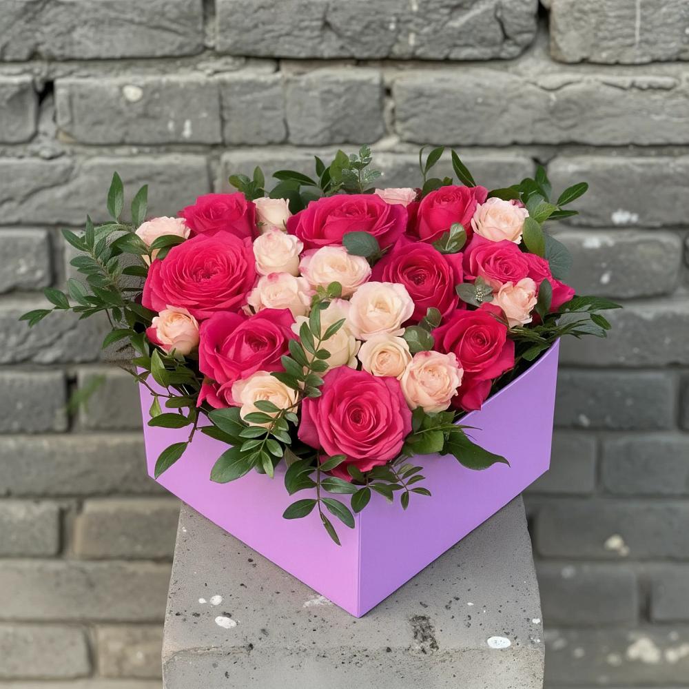 Цветочная композиция из Розы в коробке в Пришибе