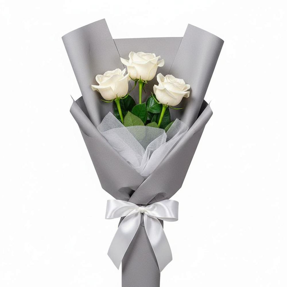 Букет 3 белые розы в Пришибе