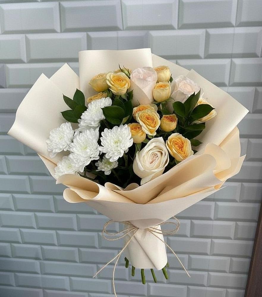 Букет цветов из: Розы и Хризантемы в Пришибе