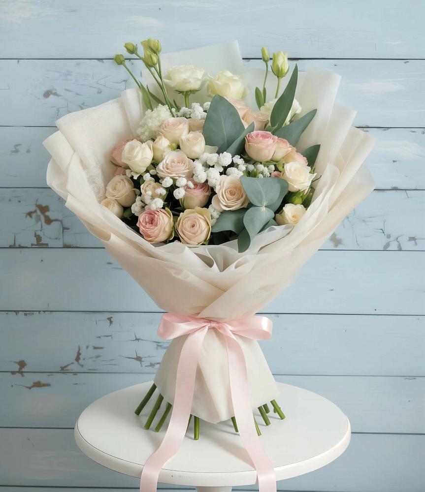 Букет цветов из: Розы и Лизиантусы в Пришибе