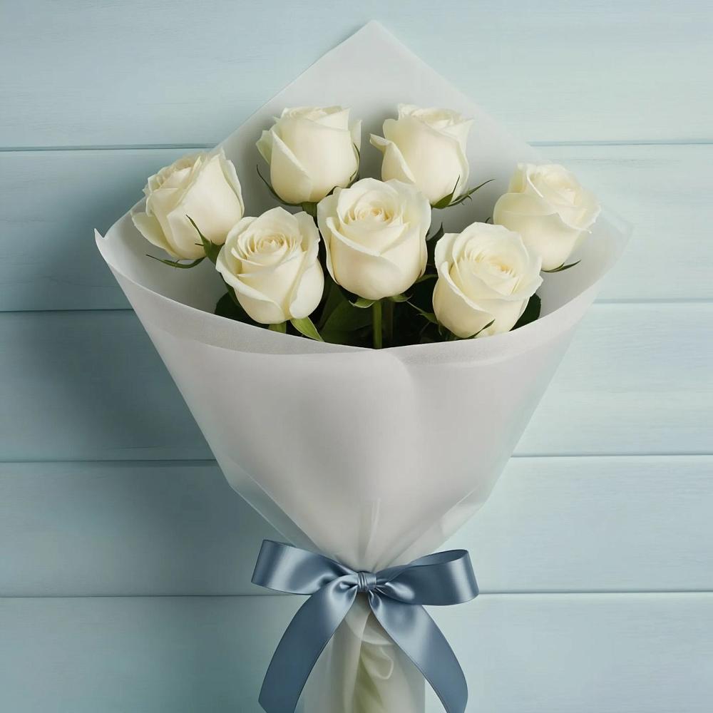 Букет 7 Белых роз Эдлесс Лав в Пришибе