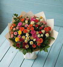 Букет Микс из разноцветных кустовых роз в Пришибе
